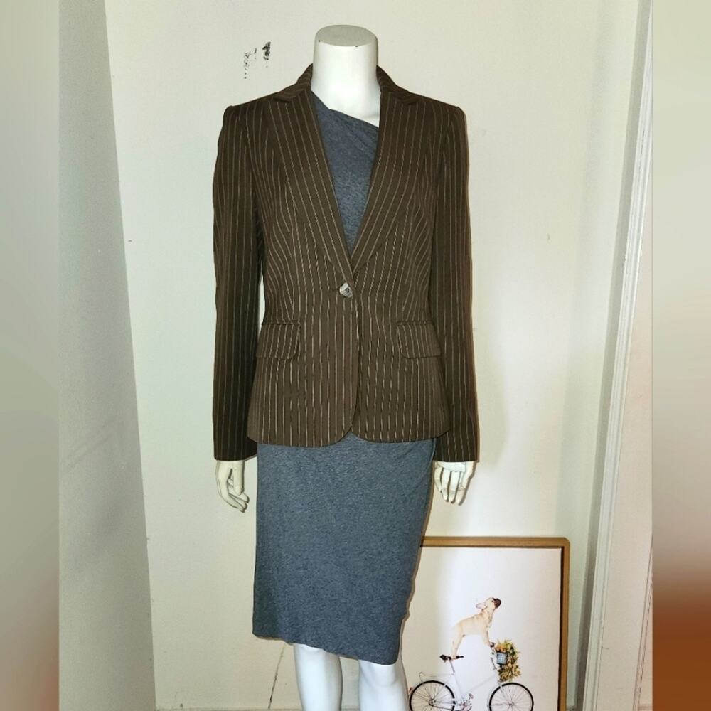 Jones New York Suit Brown Striped Blazer sz 6 EUC